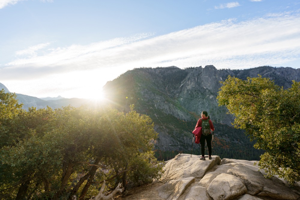 woman on a hike in Yosemite National Park
